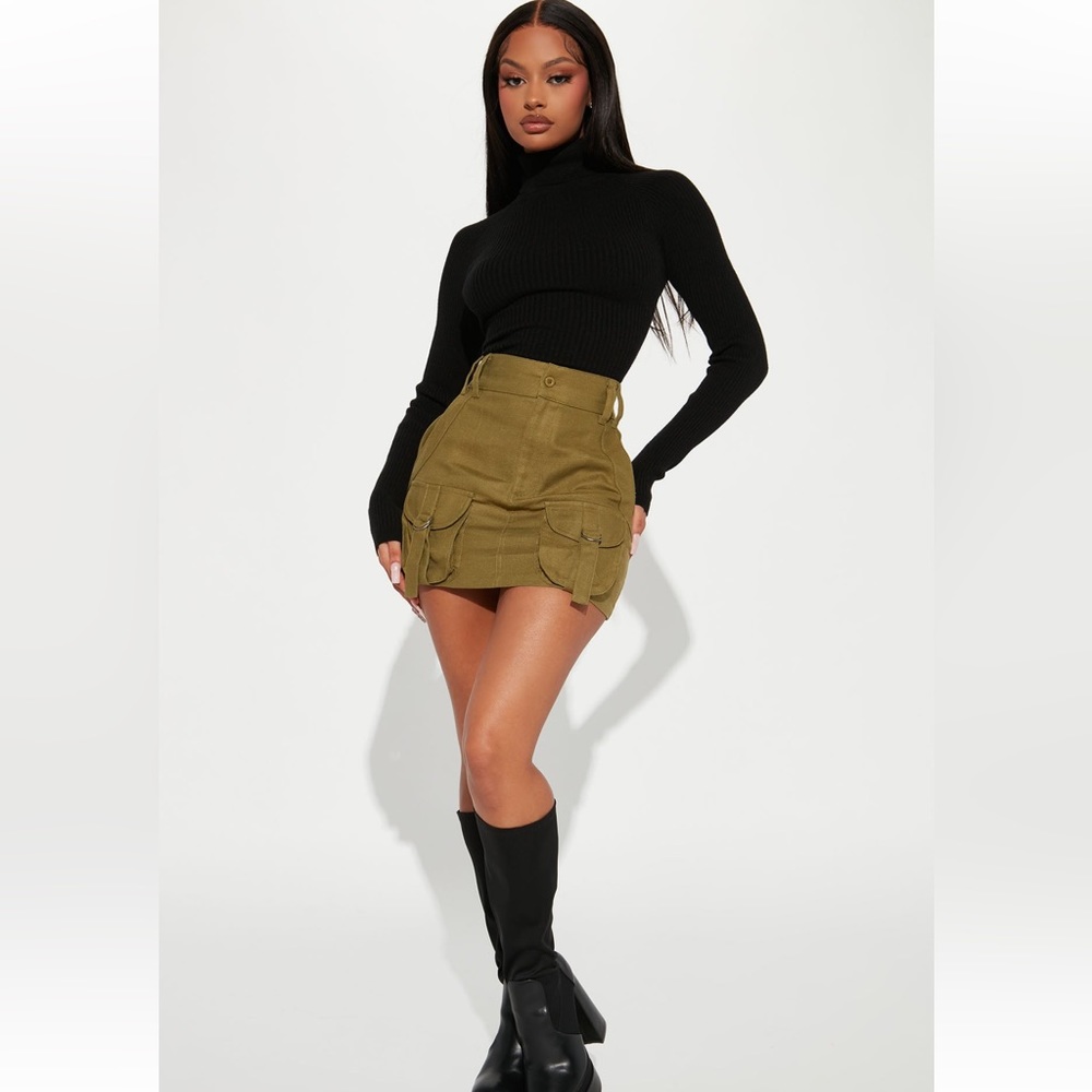 Fashion Nova Olive Cargo Mini Skirt